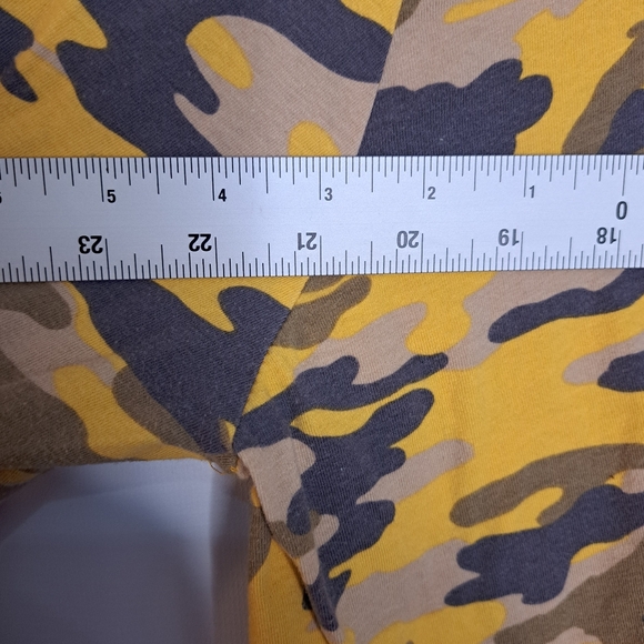 Silouette Yellow Black Camo Print Blouse Flowing Loose Fit 2X Camouflage - Picture 5 of 6